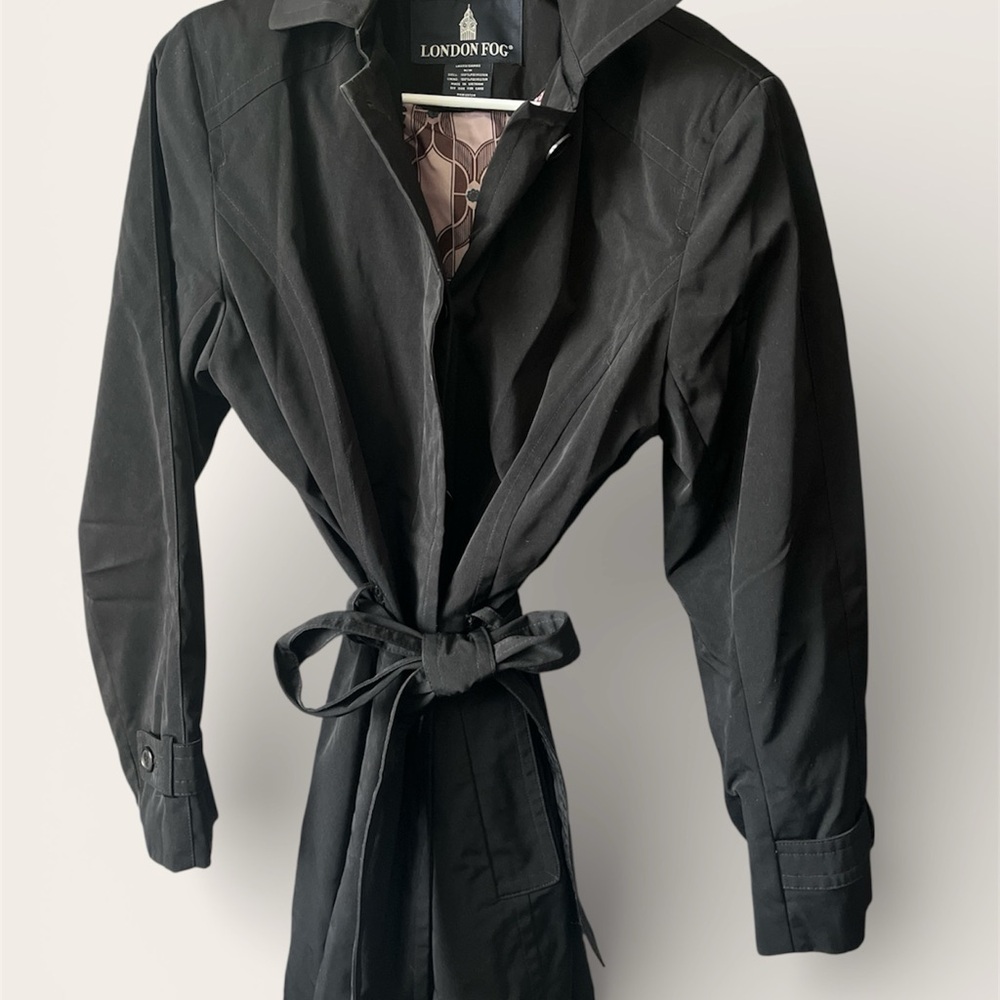 London Fog Women's Elegant Black Trench Coat